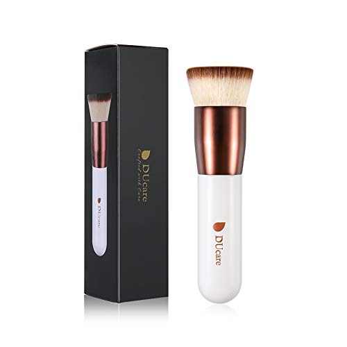 DUcare Kabuki Foundation Brush Makeup Brushes Synthetic Buffing Stippling Professional Liquid Blending Mineral Powder Makeup Tools (Rose Golden and White)