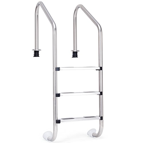 Goplus Swimming Pool Ladder for In Ground Pools Heavy Duty 3-Step Stainless Steel Pool Step Ladder with Easy Mount Legs, Weight Capability 330 lbs