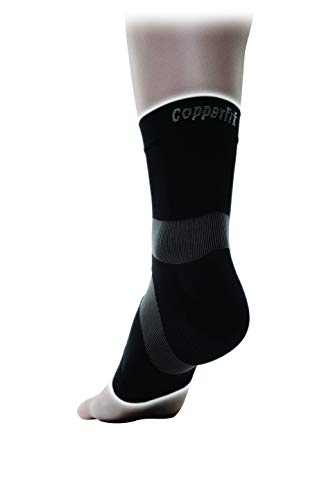 Copper Fit CFPROAK Pro Series Performance Compression Ankle Sleeve, Black with Copper Trim, Large