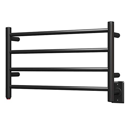 HEATGENE Towel Warmer 4 Bar Towel Dryer Wall-Mounted Plug-in Bath Towel Heater - Matte Black