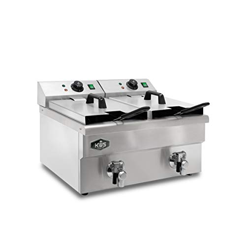 KWS DY-12 Commercial 3500W Electric Deep Fryer 11.4L Stainless Steel with Faucet Drain Valve System for Commercial Restaurant