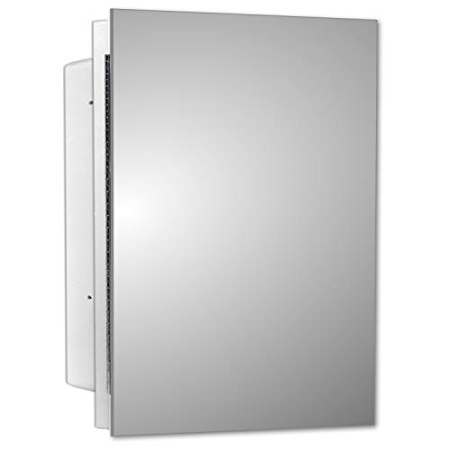 Mirrors and More Recessed Frameless Polished Edge Mirror Medicine Cabinet | Fixed Shelf | Bathroom | Kitchen | 16