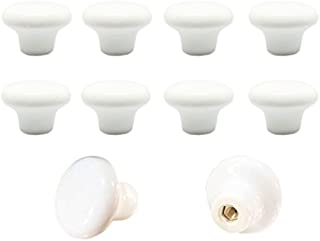 OctinPris 10x White Door Knob Cabinet Retro Round Ceramic Drawer Cupboard Kitchen Dresser Pull Handle Knobs 32mm/1.25