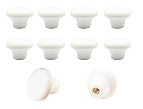 OctinPris 10x White Door Knob Cabinet Retro Round Ceramic Drawer Cupboard Kitchen Dresser Pull Handle Knobs 32mm/1.25