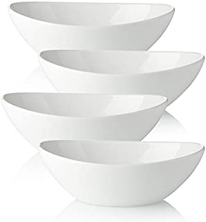 Vasa Casa Serving Bowls, 36 Ounce Salad Bowls, Large Bowls Set for Salad, Pasta, Soup, Dessert, White Bowls for Kitchen, Microwave & Dishwasher Safe, Set of 4, White