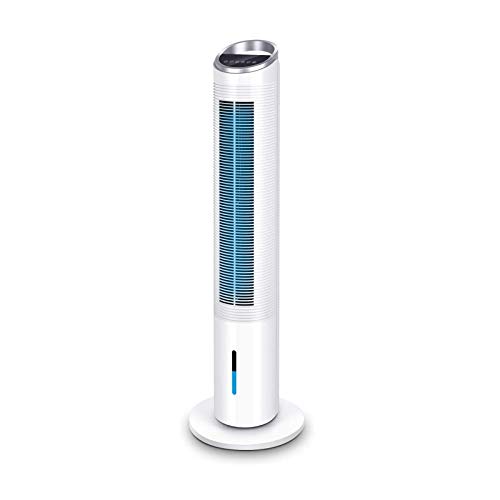 Evaporative Air Cooler - 40'' Portable Oscillating Fan Tower Fan with Evaporative Cooler & Humidifier, 3-Speed Setting 3-Wind Type Remote Control 70°Oscillating 8 Hour Timer LCD Control Super Quiet