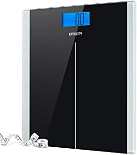 Etekcity Digital Body Weight Bathroom Scale With Step-On Technology, 400 Lb, Body Tape Measure Included, Elegant Black