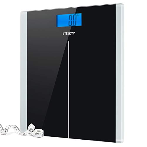 Etekcity Digital Body Weight Bathroom Scale With Step-On Technology, 400 Lb, Body Tape Measure Included, Elegant Black