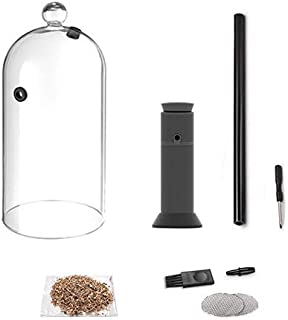 CREATIVECHEF [Upgrade] Portable Smoker,Handheld Cold Smoking Gun,Cocktail Drink Smoker,Food Smoker, Glass Cover (28cmx13cm) and Wood Chips Included, Black, SG16B