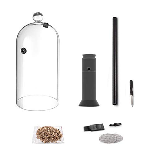 CREATIVECHEF [Upgrade] Portable Smoker,Handheld Cold Smoking Gun,Cocktail Drink Smoker,Food Smoker, Glass Cover (28cmx13cm) and Wood Chips Included, Black, SG16B