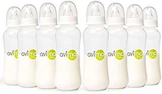 Avima 10 oz Anti Colic Baby Bottles, BPA Free, Standard Neck with Medium Flow Nipples (Set of 8)