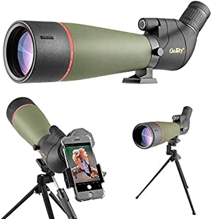 Gosky 2019 Updated 20-60x80 Spotting Scope with Tripod, Carrying Bag and Smartphone Adapter - BAK4 Angled Telescope - Newest Waterproof Scope for Target Shooting Hunting Bird Watching Wildlife Scenery