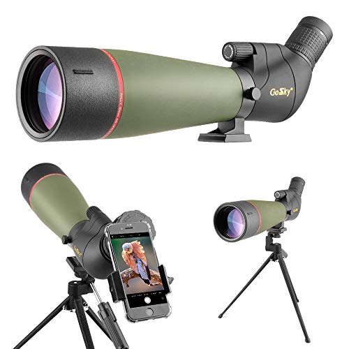 Gosky 2019 Updated 20-60x80 Spotting Scope with Tripod, Carrying Bag and Smartphone Adapter - BAK4 Angled Telescope - Newest Waterproof Scope for Target Shooting Hunting Bird Watching Wildlife Scenery