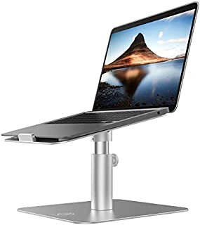 Adjustable Laptop Stand for Desk, Computer Stand for Laptop featuring Aluminum Cool Design, Height and View Angle Adjustable, 360 Rotatable, Compatible with MacBook Air, Pro and more Notebooks, Silver