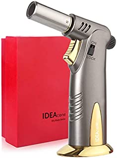 IDEACone Premium Butane Torch, Culinary Torch, Butane Lighter, Kitchen Cooking Blow Torch, Safety Lock, Adjustable Flame, Refillable Torch for BBQ, Baking, Creme Brulee, Welding and Cigar Gift Box