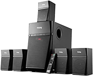 Frisby Home Theater 5.1 Surround Sound System with Subwoofer, Bluetooth Wireless Streaming from Devices & Media Reader, FM Radio, Digital Optical Output  Black