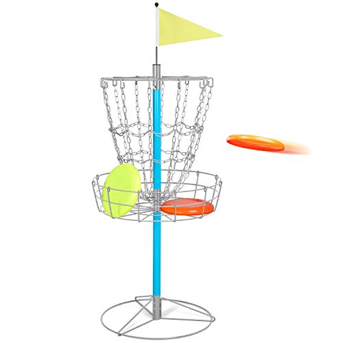 Yaheetech Portable Disc Golf Basket - Lightweight Double Chains Portable Practice Target Steel Hole Disc Golf Goals Catcher