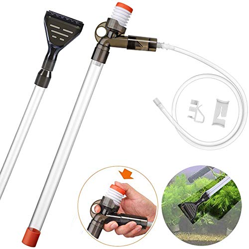 Yokgrass 5 in 1 Fish Tank Cleaner, Aquarium Gravel Vacuum Gravel Cleaner Siphon Vac with Algae Scraper, Water Flow Controller and Extendable Pipe for Quick Water Changing, Sand and Gravel Cleaning