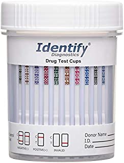 5 Pack Identify Diagnostics 10 Panel Drug Test Cup - Testing Instantly for 10 Different Drugs THC, COC, OXY, MOP, AMP, BAR, BZO, MET, MTD, PCP ID-CP10 (5)