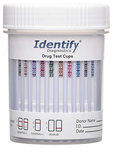 5 Pack Identify Diagnostics 10 Panel Drug Test Cup - Testing Instantly for 10 Different Drugs THC, COC, OXY, MOP, AMP, BAR, BZO, MET, MTD, PCP ID-CP10 (5)