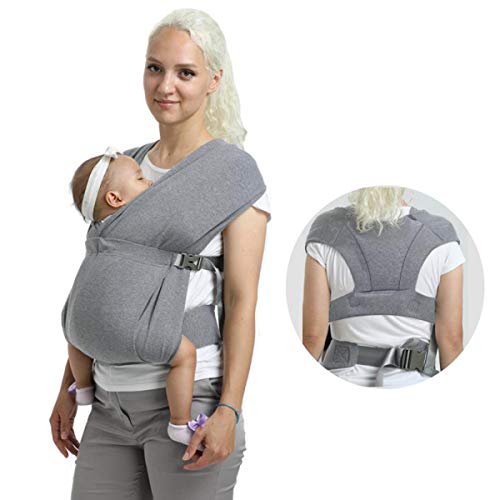 Vrbabies Ergonomic Baby Carrier for Newborns to Toddlers, Skin-Friendly and Soft Front Baby Carrier Wrap, Easy Breastfeeding, Lightweight and Breathable, Perfect Baby Shower Gifts (Light Grey)