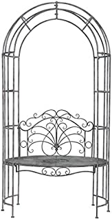 YICOL Rose Arch with Bench Garden Patio Arbour Pergola Plant Climbing Support,Vintage Black