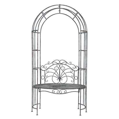 YICOL Rose Arch with Bench Garden Patio Arbour Pergola Plant Climbing Support,Vintage Black