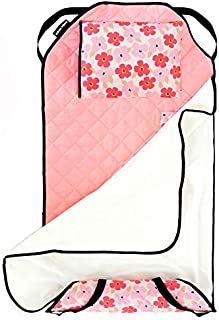 Urban Infant Tot Cot All-in-One Modern Preschool/Daycare Nap Mat with Washable Pillow and Elastic Corner Straps | 52 x 22 Inches - Poppies