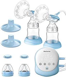 Elechomes Double Electric Breast Pumps, Alternate Suction Rechargeable Portable Breastfeeding Breast Pump, Backflow Protector, Massage Mode, Pain Free Strong Suction Power Touch Panel