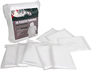 Disposable Emergency Clear Rain Poncho for Adults - 20 Pack