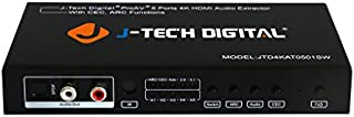 J-Tech Digital 5 Port HDMI Switch & Audio Extractor SPDIF Jack Stereo Outputs with Ultra HD 4K ARC EDID Setting with Control4 Driver Available (5x1 Ultra HD)