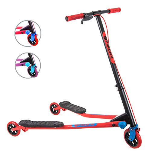 Yvolution Y Fliker Air A3 Kids Drifting Scooter | Swing Scooter for Boys and Girls Age 7+ Years (Red), Medium