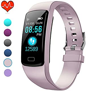 PUBU Fitness Tracker, IP67 Waterproof Fit Watch with Heart Rate Monitor,Sleep Monitor, Pedometer Watch for Women Men Kids (Misty Rose)