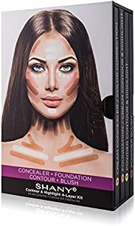 SHANY 4-Layer Contour and Highlight Makeup Kit - Set of Concealer/Color Corrector, Foundation, Contour/Highlight, and Blush Palettes