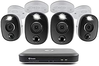 Swann 8 Channel 4 Camera DVR Security System, Wired Surveillance 4K HD DVR-5580 + 2TB HDD, Audio Capture, Color Night Vision, Heat/Motion Sensing Warning Light, Alexa + Google, SWDVK-855804WL