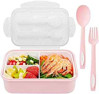 Lunch Boxes for Kids | Bento Box Containers for Adults |3 Compartment Meal Boxes for Work or School (Pink)