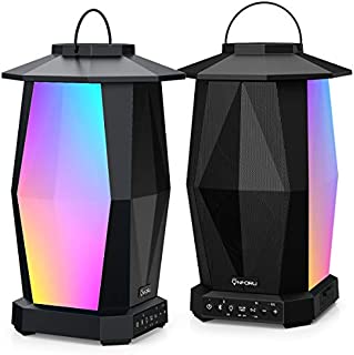 Onforu Outdoor Bluetooth Speakers, 2 Pack 25W Wireless Speakers, Multiple Speakers Pairing Supported, IPX5 Waterproof Patio Speakers with LED Mood Lights for Yard, Garden, Camping, Christmas