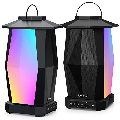 Onforu Outdoor Bluetooth Speakers, 2 Pack 25W Wireless Speakers, Multiple Speakers Pairing Supported, IPX5 Waterproof Patio Speakers with LED Mood Lights for Yard, Garden, Camping, Christmas