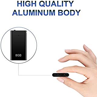 Voice Recorder, Mini Voice Activated Recorder, 8GB Memory Audio Recorders, Recording Device w/USB Rechargeable and MP3 Functions, Ideal for Lectures, Meetings, Interviews, Up to 96 Hours