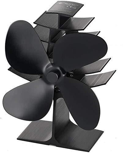 Heat Powered Wood Stove Fan with 4-Blade, Quiet Fireplace Wood Burning Eco-Friendly Fan for Home High Efficient Heat Distribution