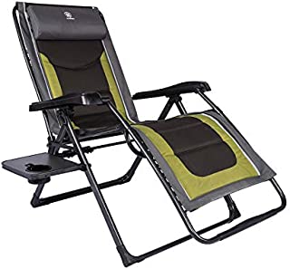 EVER ADVANCED Oversized Zero Gravity Chair, Cushioned XL Folding Lounge Recliner with Adjustable Headrest for Lawn,Patio,Camping, Outdoor, Indoor,Support 350lbs (Olive Green)