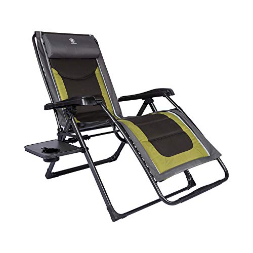 EVER ADVANCED Oversized Zero Gravity Chair, Cushioned XL Folding Lounge Recliner with Adjustable Headrest for Lawn,Patio,Camping, Outdoor, Indoor,Support 350lbs (Olive Green)