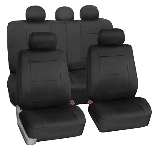 FH Group FB083BLACK115 Full Set Seat Cover (Neoprene Waterproof Airbag Compatible and Split Bench Black)