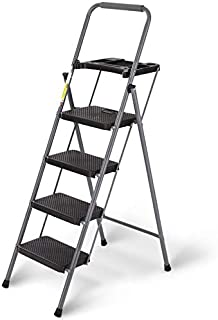 CharaVector 4 Step Ladder, Lightweight Folding Step Stool with Tool Platform and Convenient Handgrip, Sturdy Wide Pedal for 330 lbs Capacity