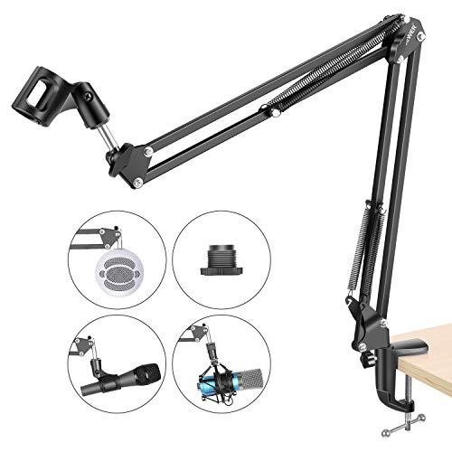 NEEWER Adjustable Microphone Suspension Boom Scissor Arm Stand, Max Load 1 KG Compact Mic Stand Made of Durable Steel for Radio Broadcasting Studio, Voice-Over Sound Studio, Stages, and TV Stations