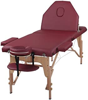 The Best Massage Table 3 Fold Burgundy Reiki Portable Massage Table - PU Leather High Quality