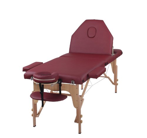 The Best Massage Table 3 Fold Burgundy Reiki Portable Massage Table - PU Leather High Quality