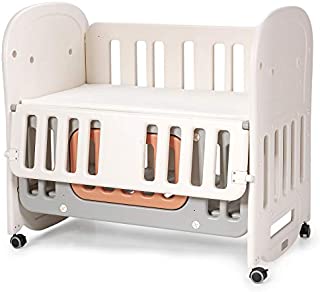 BABY JOY 6 in 1 Convertible Crib with Mattress Included, Rocking Bassinet Baby Bed with Detachable & Lockable Wheels, Storage Space, Converts to Bedside Bassinet, Baby Playard, Toddler Bed (6-in-1)