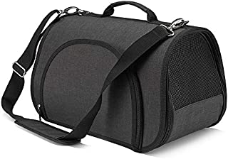 Kangrow Elegant Soft-Sided Carriers for Medium & Large Cats, Small Dogs, Airline Approved Pet Travel Carrier with Built-in Safety Leash, Portable, Foldable & Washable, Medium Size, Dark Grey