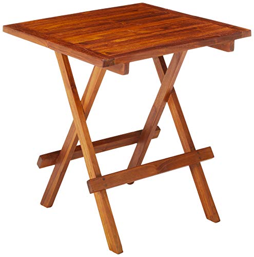 Bare Decor Ravinia Folding Teak Small Table, Oiled Finish, Brown, BARE-ET9040